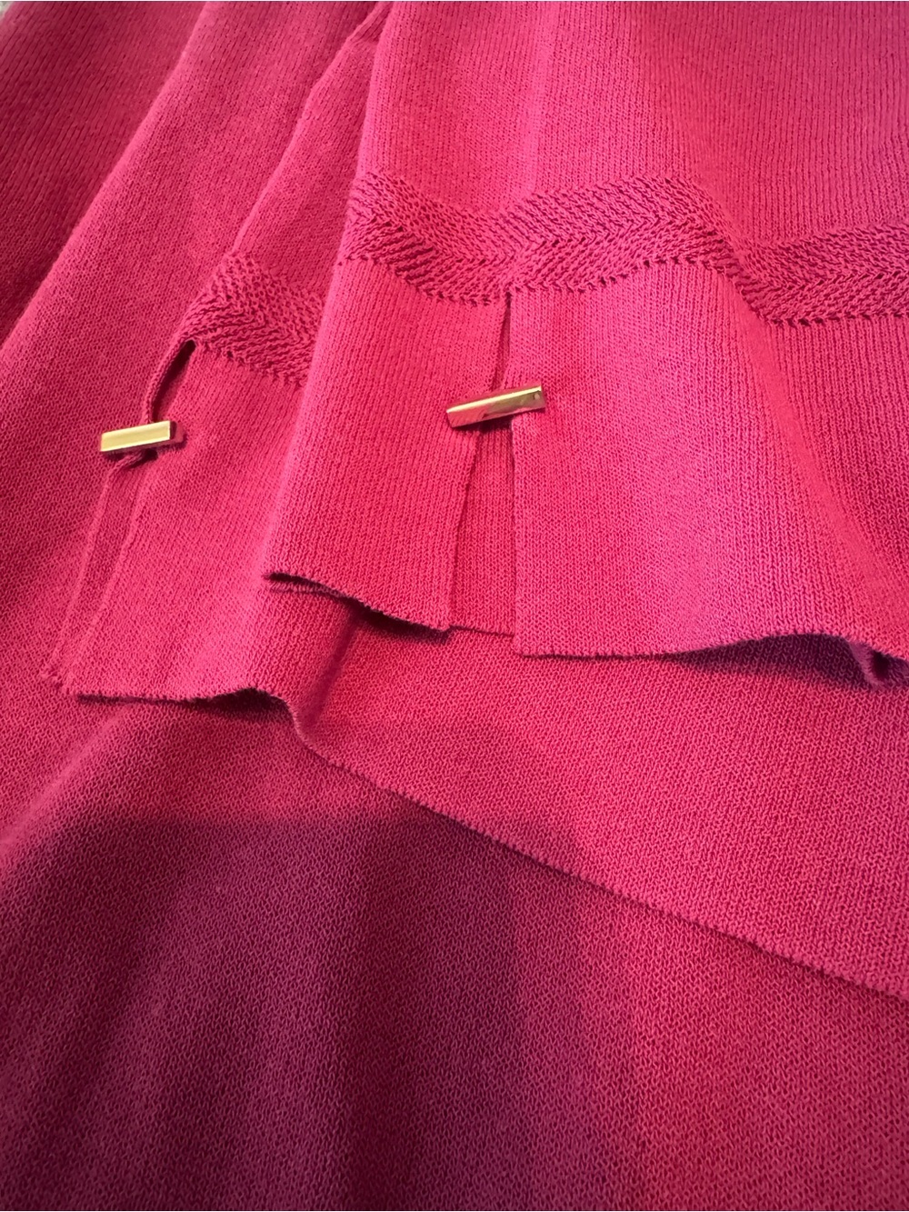 Chico’s (Size 3) open cardigan in magenta with a soft-textured knit. - Picture 6 of 8